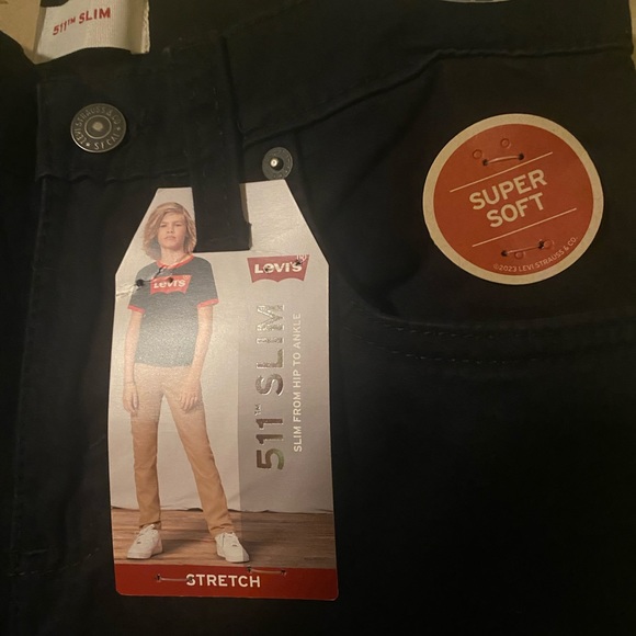 Levi Boys Black Jeans 512 SlumFit size 12 NWT - Picture 5 of 6